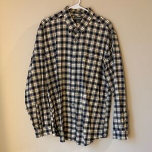 Men's Black and Gold Plaid Shirt